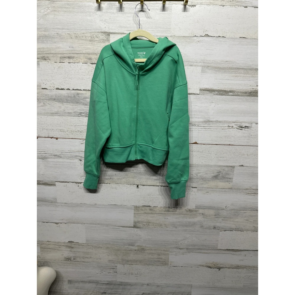 Old Navy Hoodie Jacket Girls 8 Medium Green Dynamic‎ Fleece NWT